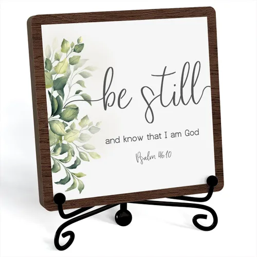 Decoración Inspiradora Cristiana para Escritorio, Letrero "Be Still And Know That I Am God", Decoraciones de Escritorio para Oficina, Hogar, Sala de