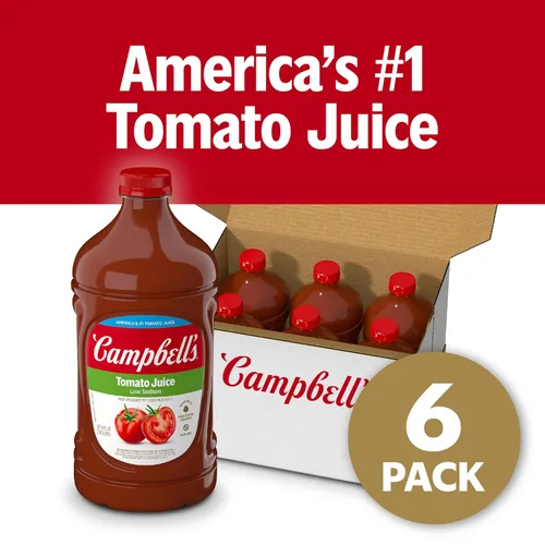 Vista 3 de Campbell's Jugo de tomate 100% bajo en sodio, botella de 64 onzas líquidas (paquete de 6)