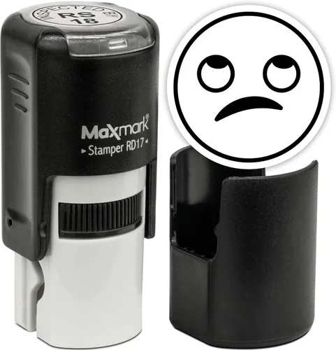 Vista 31 de MaxMark Sello de Emoji Autoentintado Redondo - Enojada - Tinta Negra