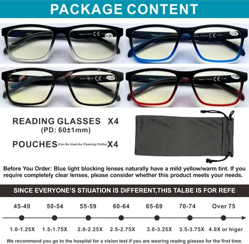 Vista 6 de acavefox Paquete de 4 lentes de lectura 1.0 para hombres, lentes de computadora con bloqueo de luz azul, elegantes lentes cómodos con bisagra