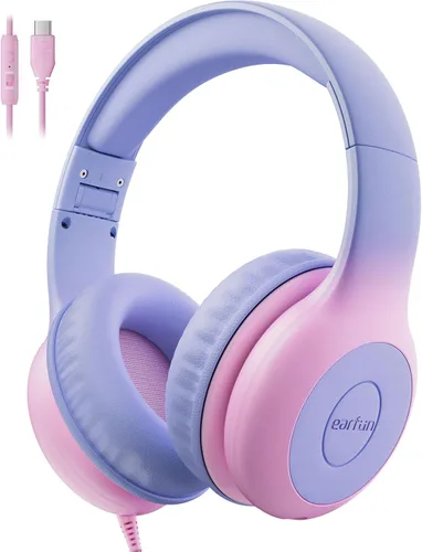 Vista 18 de EarFun K1 - Auriculares para niños con cable con micrófono, 85/94 dB de límite de volumen para niños, auriculares portátiles con cable con puerto