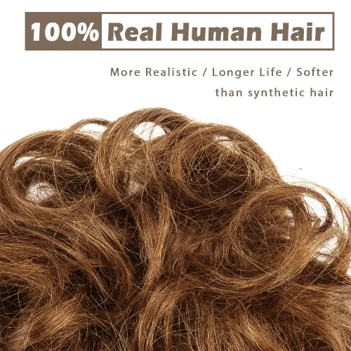 Vista 61 de Barsdar - Moño de cabello 100 % humano, Moño desordenado, Extensiones de cola de caballo, Moño de cabello rizado, Pieza de cabello