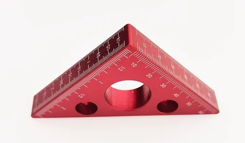 Vista 5 de Regla triangular para carpintería de aleación de aluminio Herramientas de medición métricas de 45 grados, cuadrados de carpintería, herramientas