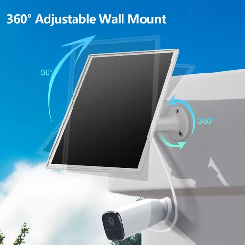 Vista 4 de Panel solar de 8 W para cámara de seguridad al aire libre, micro USB de 5 V y cargador de panel solar USB - C, se adapta a Eufy/Wyze/Reolink DC 5V