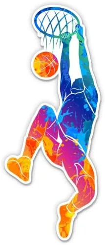 Adhesivo de vinilo para jugador de baloncesto, 3 pulgadas, para coche, laptop, botella de agua, teléfono, calcomanía impermeable
