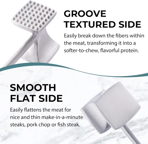 Vista 3 de KITEXPERT Martillo ablandador de carne con mango de agarre cómodo, mazo de doble cara para cocina, resistente para ablandar bistec, carne de res