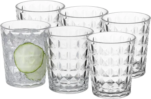 Vista 13 de KLIFA - CUPID- Juego de 8 vasos acrílicos de 16 y 21 onzas, sin BPA, apilables, aptos para lavavajillas, transparente