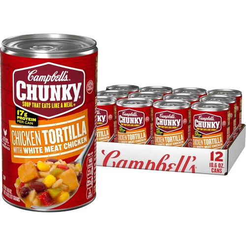 Vista 18 de Campbell's Chunky - Sopa de pollo al estilo tailandés con arroz y verduras, 18.6 onzas, paquete de 12