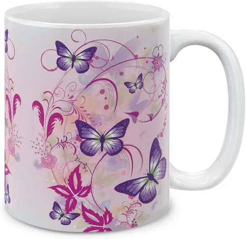 Vista 10 de MUGBREW Taza de té de cerámica de la taza de café de la mariposa púrpura de 2 tonos, 11 OZ
