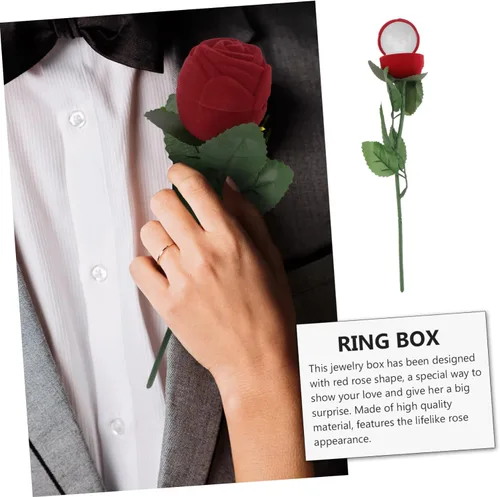 Vista 9 de NOLITOY 1 Jewelry Gift Box Wedding Red Rose Flower Bridal Shower Decorations Engagement Ring Case Wedding Ring Case Wedding Ring Bearer Wedding Ring