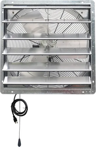 iLIVING ILG8SF24V-T - Escape de obturador de 24 pulgadas, ventilador de ventilación con termostato de 2 velocidades, cable de 3 enchufes de 6 pies