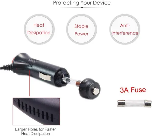 Vista 7 de DC - Cargador de coche de 0.217 x 0.083 in, 12 V, 24 V, 24 voltios, adaptador de fuente de alimentación para encendedor de cigarrillos, cable