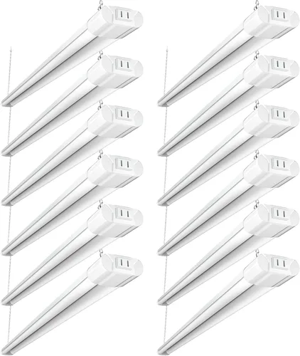 Vista 7 de BBOUNDER Paquete de 12 Luces LED Conectables para Taller con Reflector, Luz Diurna Súper Brillante de 5000K, 4400 LM, 4 Pies, Luminaria Integrada