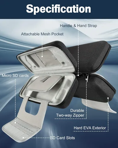 Vista 4 de ProCase Carrying Case for Steam Deck & Rog Ally, Hard Travel Protective Case Large Storage Shell for Steam Deck Console SD Card AC Charger and Other