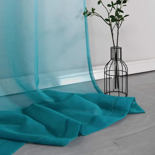 Vista 7 de KOUFALL - Cortinas de lino sintético con ojal, color en degradé