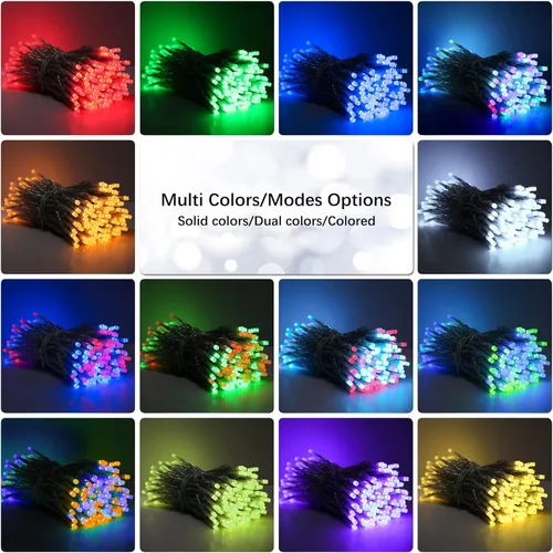 Vista 6 de BrizLabs Guirnalda de luces RGB que cambian de color, luces patrióticas de color rojo, blanco y azul, 100 LED de 33 pies, USB, mini cadena de luces