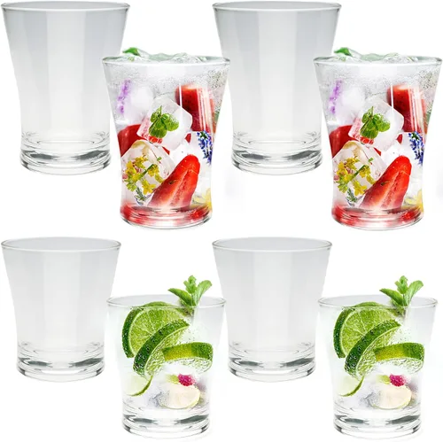 Vista 11 de Arora Juego de 6 vasos de plástico transparente (16 onzas) y juego de 6 (9 onzas), vasos de agua reutilizables de acrílico, sin BPA, para fiestas