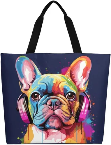 Vista 6 de Bolsa de lona – Bolso de hombro casual grande para mujer – Bolsa reutilizable para compras en la playa para exteriores