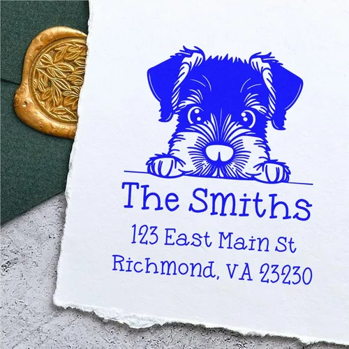Vista 367 de Sello de alta calidad para cachorros Airedale Terrier – Sello de dirección personalizado – Ideal para los amantes de los perros – Elección de 5