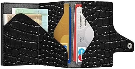 Vista 8 de Tru Virtu Cartera CLICK & SLIDE Cuero, Croco BlackBlack