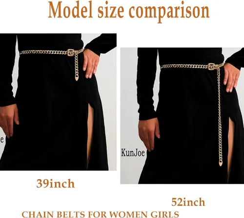 Vista 4 de KunJoe Cinturón de cadena para mujer, cadena de cinturón grueso, cadena de oro