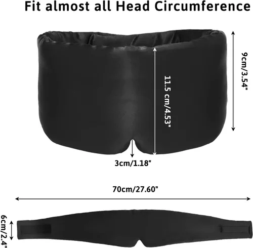 Vista 5 de Máscara de seda para dormir para mujeres y hombres, máscara de seda de morera para dormir y vendar los ojos con correa ajustable, cubierta opaca