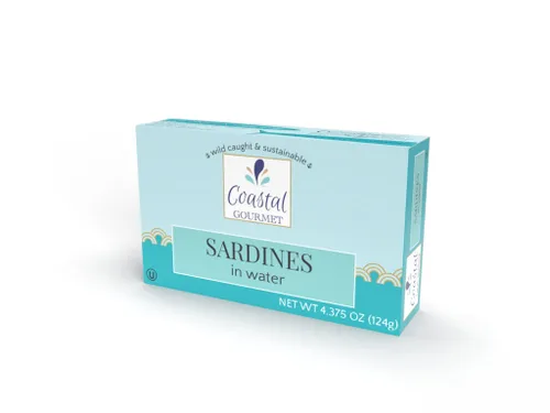 Vista 9 de Coastal Gourmet Sardinas en agua, sin sal añadida, 4.375 onzas (paquete de 12) (el embalaje puede variar)
