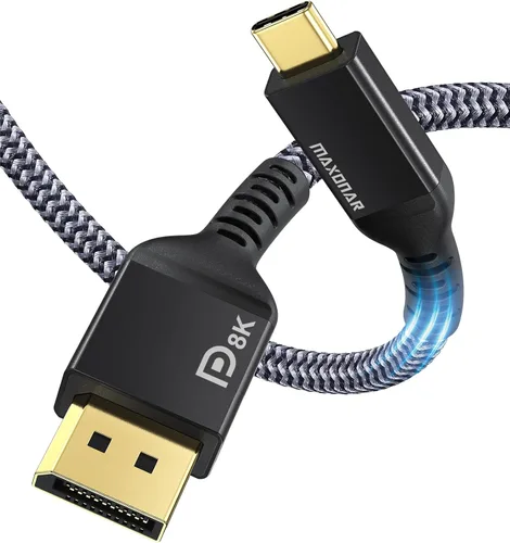 Vista 8 de Cable Maxonar USB C a DisplayPort 8K@60Hz 4K@60Hz/144Hz/120Hz 5K@60Hz 2K@240Hz Thunderbolt 3 a DisplayPort Cable HBR3 DP 1.4 Adaptador para MacBook