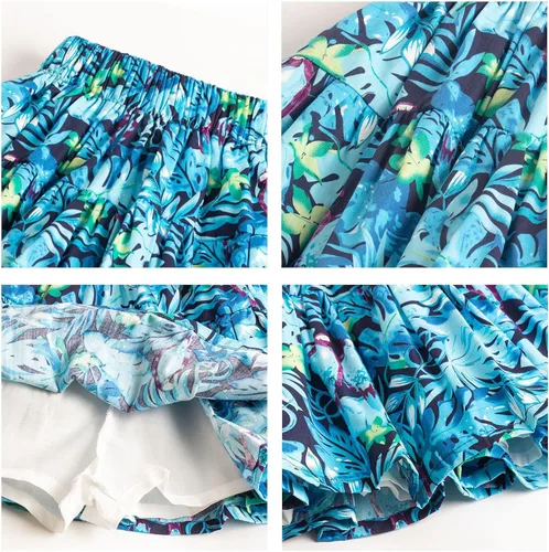 Vista 5 de Faldas florales y a cuadros para niñas y niños pequeños con pantalones cortos integrados