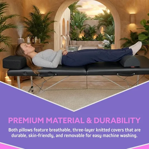 Vista 5 de Almohada de cabeza + almohada de piernas Almohada curvada de espuma viscoelástica con soporte para cuello y espalda Almohada de refuerzo