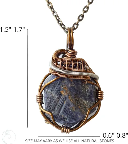 Vista 4 de Collar de piedra de nacimiento alternativo de cristal para mujer y hombre, bronce antiguo - Cadena