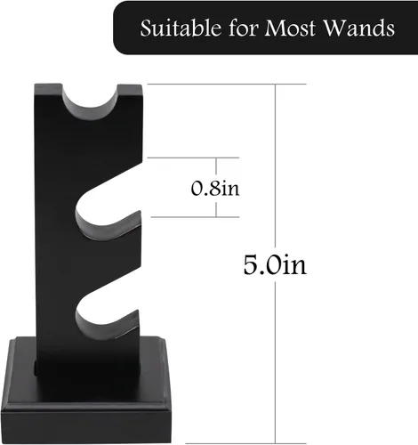 Vista 5 de ChampWe Soporte de exhibición de varita de mago, soporte de varitas mágicas de madera, 3 niveles para colección, color negro