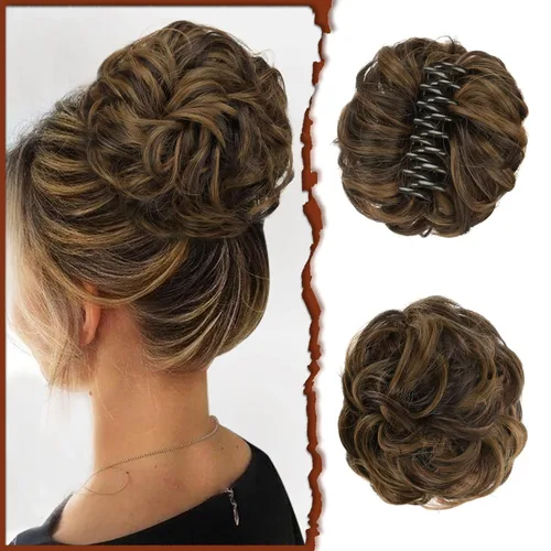 Vista 26 de SOFEIYAN Clip de Garra para Moño Despeinado Pieza de Cabello Ondulado Rizado Clip de Moño con Garra Chignon Coleta Postizos Extensiones de Cabello