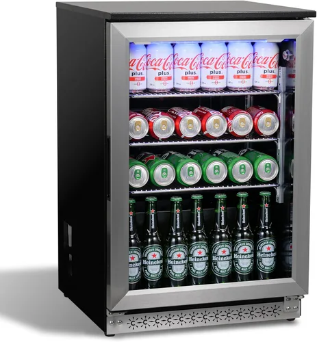 Refrigerador de bebidas bajo encimera de 20 pulgadas con puerta de vidrio, refrigerador de bebidas 120 latas, integrado o independiente,