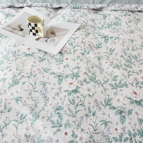 Vista 7 de HoneiLife Juego de funda de edredón floral 100% algodón, 3 piezas, suave, ropa de cama botánica con cierre de cremallera y lazos en las esquinas