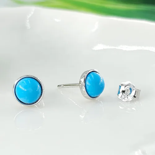 Vista 84 de Pendientes naturales de 0.236 in con chapado en oro blanco sobre plata de ley, bisel cabujón de piedras preciosas regalo de joyería para ella