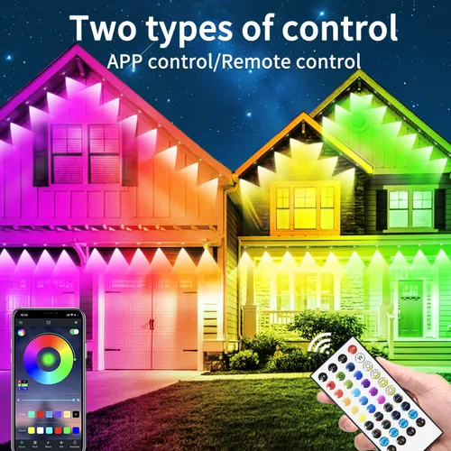 Vista 2 de segrass Luz permanente para exteriores de 300 pies, IP67, impermeable, luces de Navidad para exteriores, con aplicación/control remoto, luz de casa