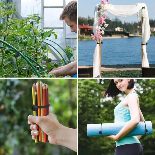 Vista 7 de 60 cuerdas elásticas de bolas negras de 4 pulgadas, cuerda elástica resistente para exteriores con bolas, bolas elásticas de lona para refugio