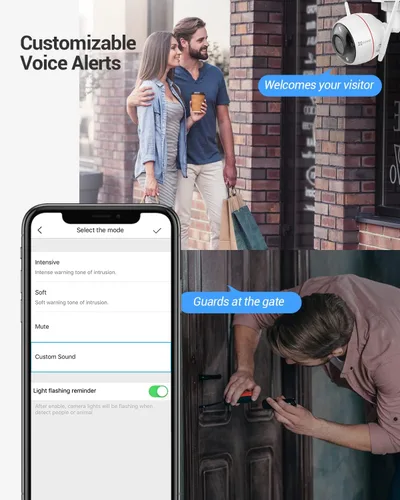 Vista 18 de EZVIZ Cámara de seguridad al aire libre, cámara WiFi 2k+, IP67 impermeable, visión nocturna a color, alertas de voz personalizables, detección