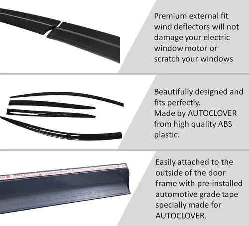 Vista 5 de AUTOCLOVER - Juego de 4 protectores de lluvia con cinta adhesiva para Ford Explorer 2011 2012 2013 2014 2015 2016 2017 2108 2019 / deflectores