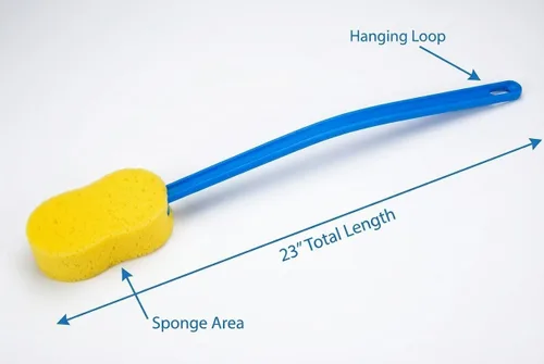 Vista 4 de NOVA Extra Long 23” Bath and Back Sponge with Contoured and Flexible Handle