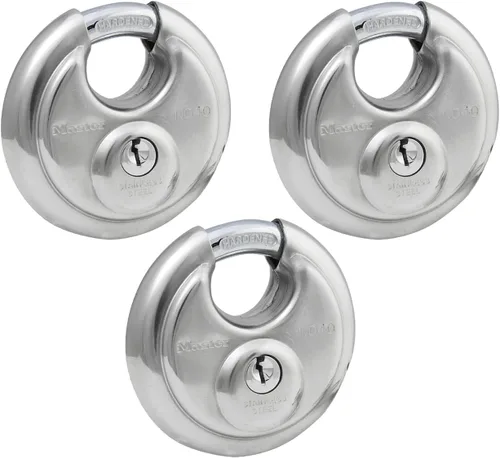 Vista 8 de Master Lock 40D - Candado de disco de acero inoxidable con llave