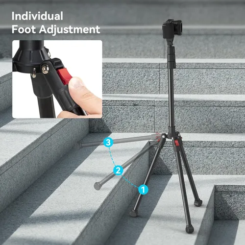 Vista 7 de SmallRig Trípode de teléfono con control remoto, trípode de 67 pulgadas para cámara plegable inversa, soporte de trípode universal para soporte