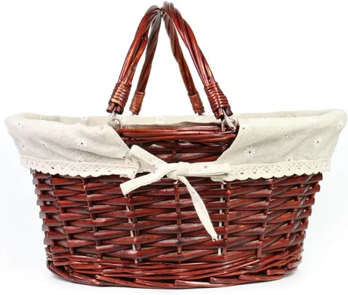 Vista 11 de MEIEM cestas de regalo de mimbre vacías de forma ovalada con asa, cesta de sauce tejida para pícnic, barata, cesta de vino de Pascua para dulces