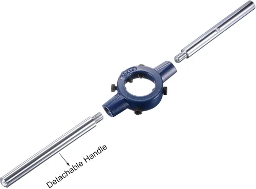 Vista 6 de uxcell 1/2-12 UNS Juego de llaves y troqueles con llave de mango redondo de 1.496 in, grifo de rosca de máquina de acero de alta velocidad