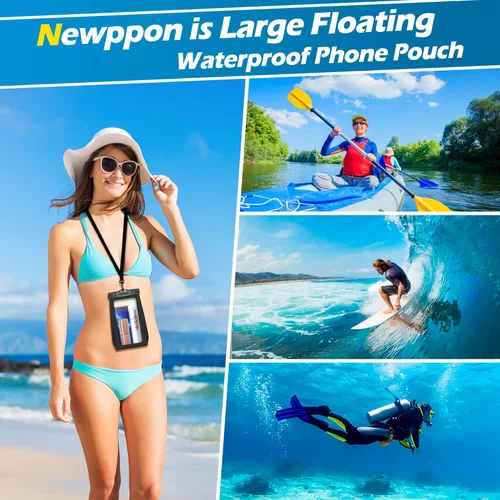Vista 7 de Paquete de 4 bolsas flotantes impermeables para teléfono, protector flotante transparente con cordón, funda universal grande flotante a prueba