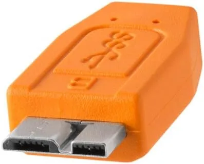 Vista 4 de Tether Tools TetherPro - Cable USB 3.0 a Micro-B para transferencia rápida y conexión entre cámara y computadora, naranja de alta visibilidad, 15
