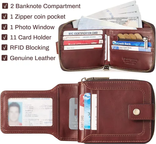 Vista 3 de Cartera para hombre E04, Café, Vintage