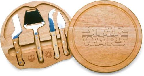 PICNIC TIME Star Wars Circo - Juego de tabla de queso y cuchillos, tabla de charcutería con 4 herramientas de acero inoxidable, tabla de cortar de
