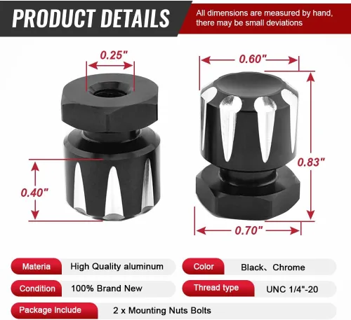 Vista 5 de FSFY - Tuercas de montaje de motocicleta en blanco y negro, 2 tuercas de montaje de asiento individual para Harley Road Glide FLTR 1998-2002